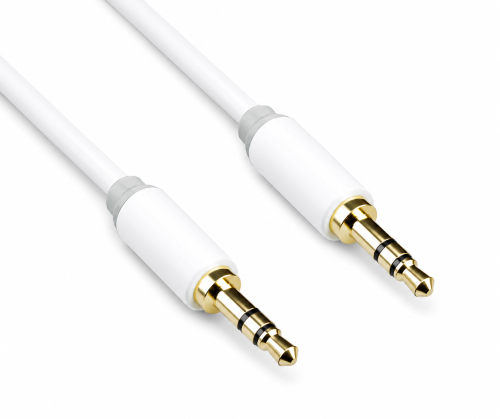 Audiokabel 3,5mm Stereo Klinke St. auf St., DINIC Monaco Range, weiß, DINIC Box mit Euroloch, Länge 2,00m